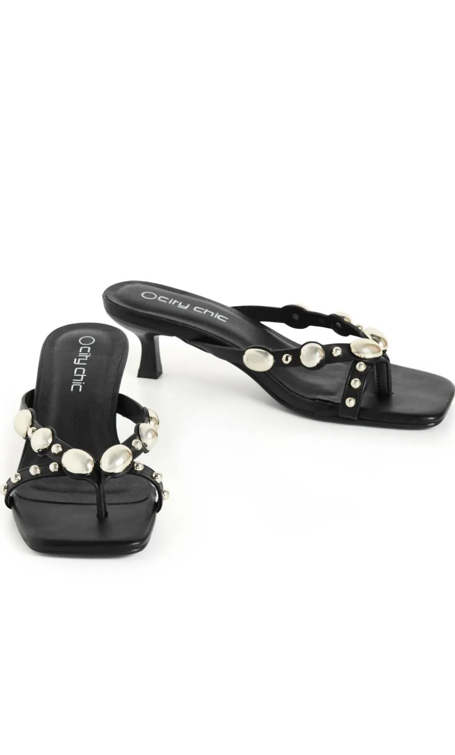 WIDE FIT Elara Stud Kitten Heel - black