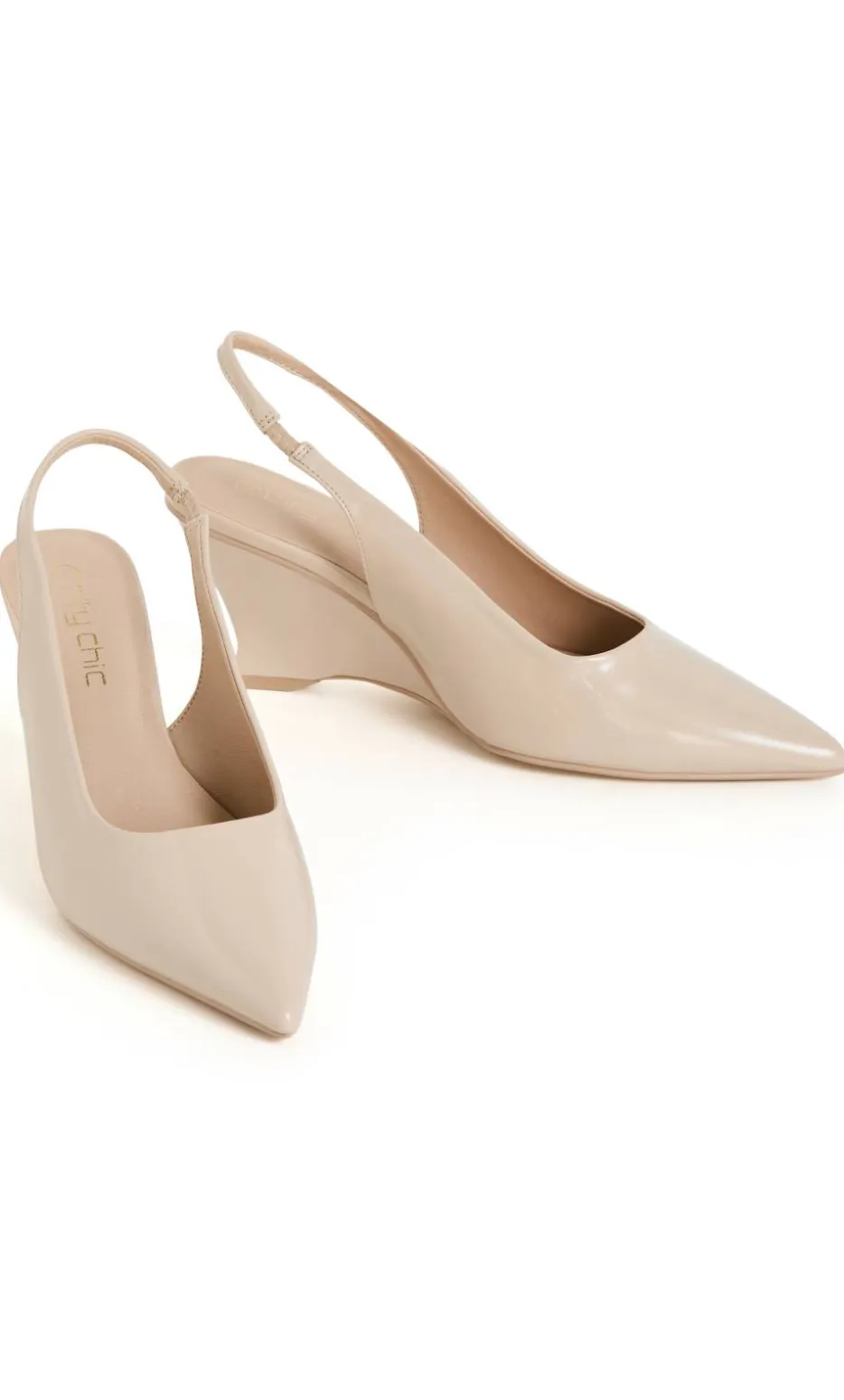 WIDE FIT Ella Slingback Wedge - nude