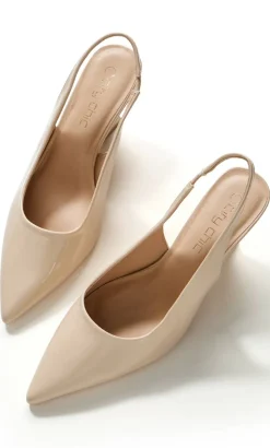 WIDE FIT Ella Slingback Wedge - nude