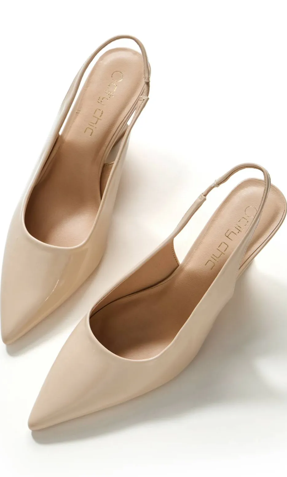 WIDE FIT Ella Slingback Wedge - nude