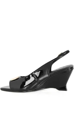 WIDE FIT Elle Slingback Wedge - black