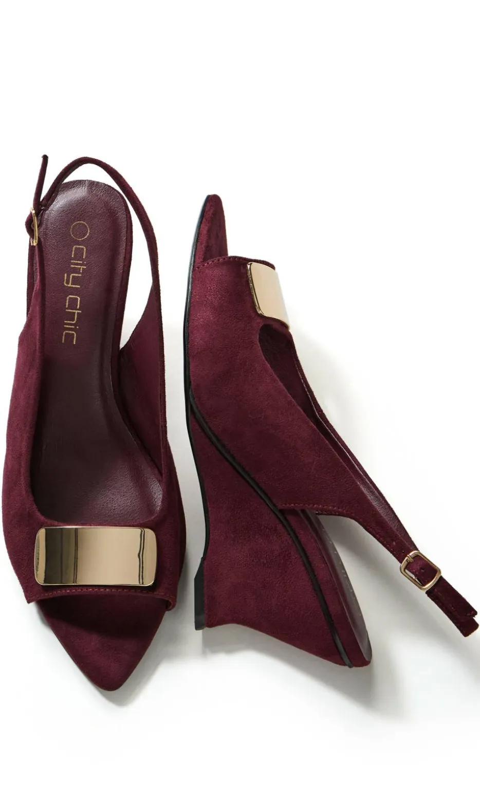 WIDE FIT Elle Slingback Wedge - dark cherry