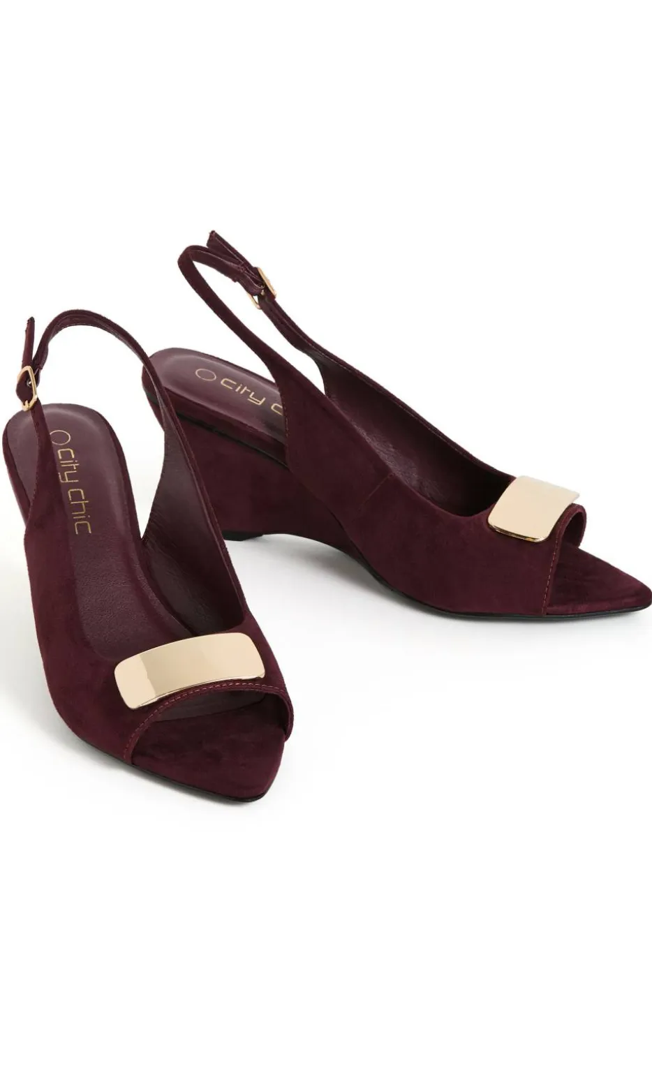 WIDE FIT Elle Slingback Wedge - dark cherry