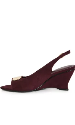 WIDE FIT Elle Slingback Wedge - dark cherry