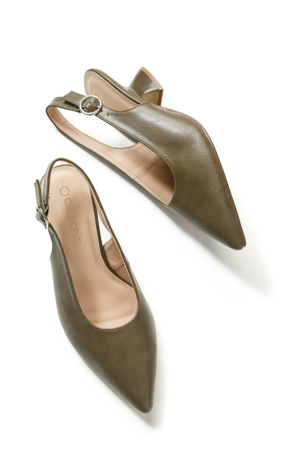 WIDE FIT Eve Slingback Heel - khaki