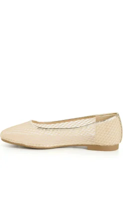 WIDE FIT Indi Mesh Ballet Flat - gold
