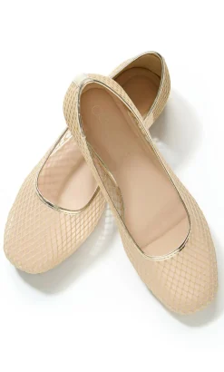 WIDE FIT Indi Mesh Ballet Flat - gold