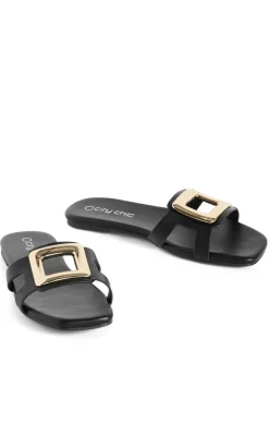 WIDE FIT Jada Square Detail Slide - black