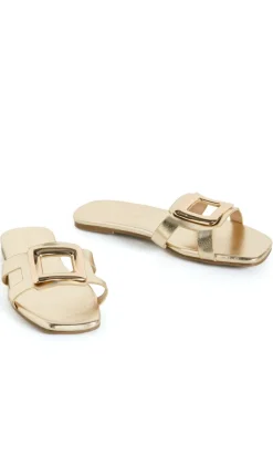 WIDE FIT Jada Square Detail Slide - gold