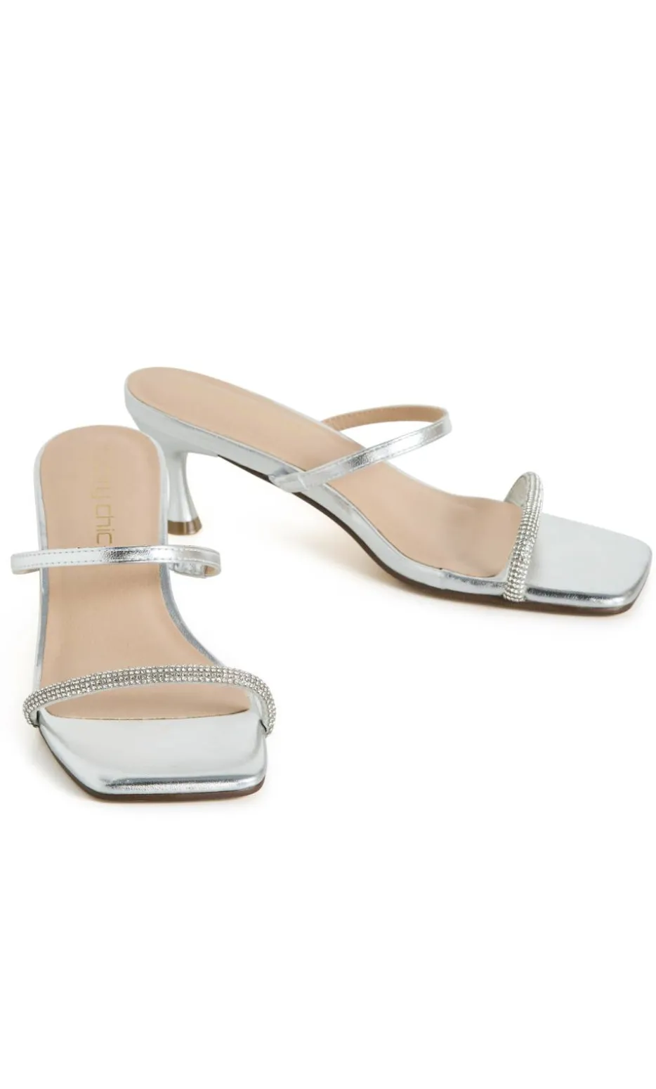 WIDE FIT Keira Kitten Heel - silver