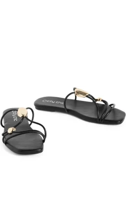 WIDE FIT Kiana Cross Hatch Slide - black