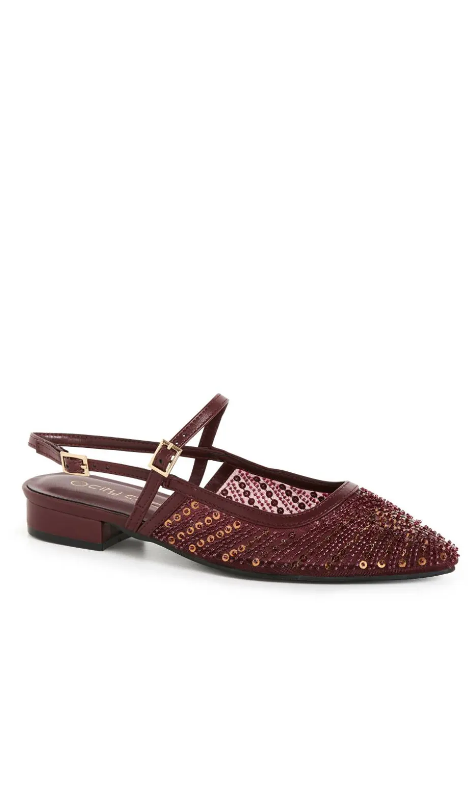 WIDE FIT Lily Bead Flat - dark cherry