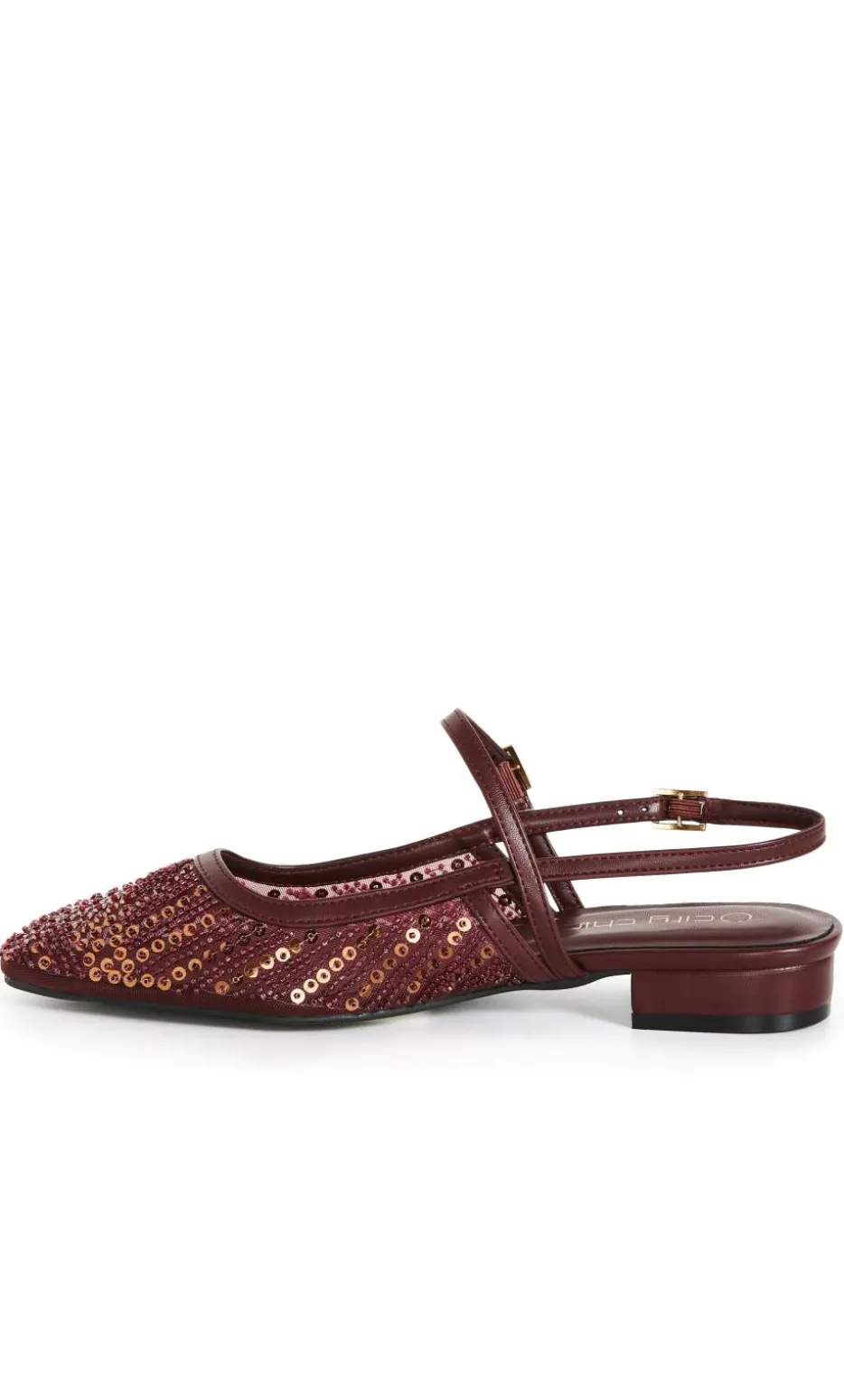 WIDE FIT Lily Bead Flat - dark cherry
