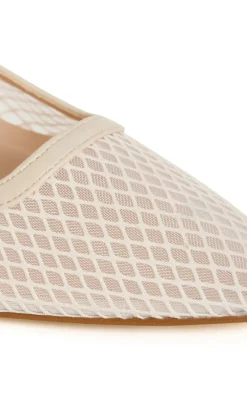 WIDE FIT Lily Mesh Slingback Heel - stone