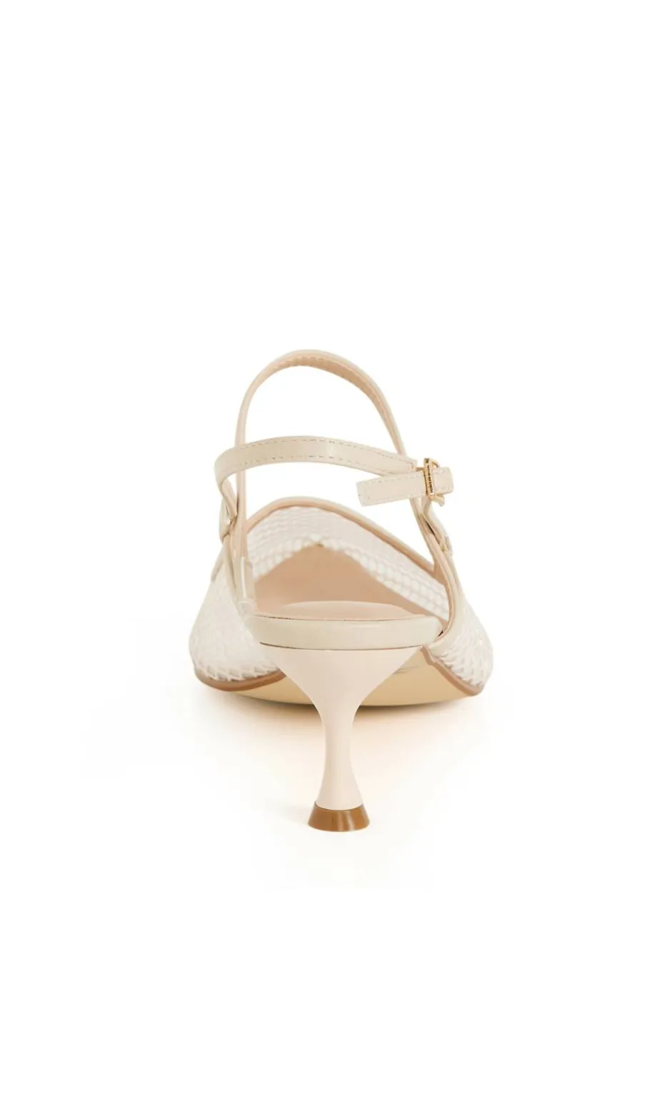 WIDE FIT Lily Mesh Slingback Heel - stone