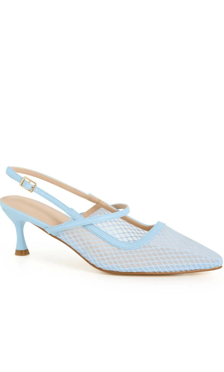 WIDE FIT Lily Mesh Slingback Heel - soft blue