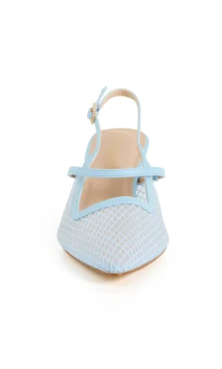 WIDE FIT Lily Mesh Slingback Heel - soft blue