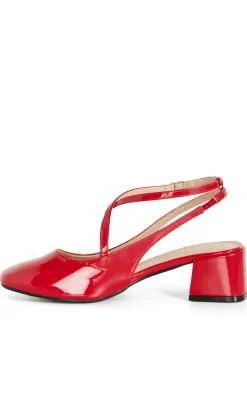 WIDE FIT Luna Cross Strap Heel - cherry red