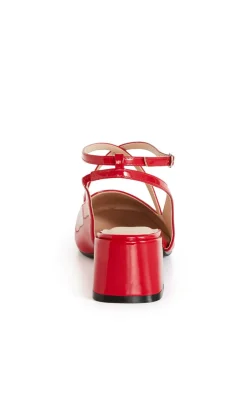WIDE FIT Luna Cross Strap Heel - cherry red