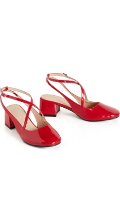 WIDE FIT Luna Cross Strap Heel - cherry red