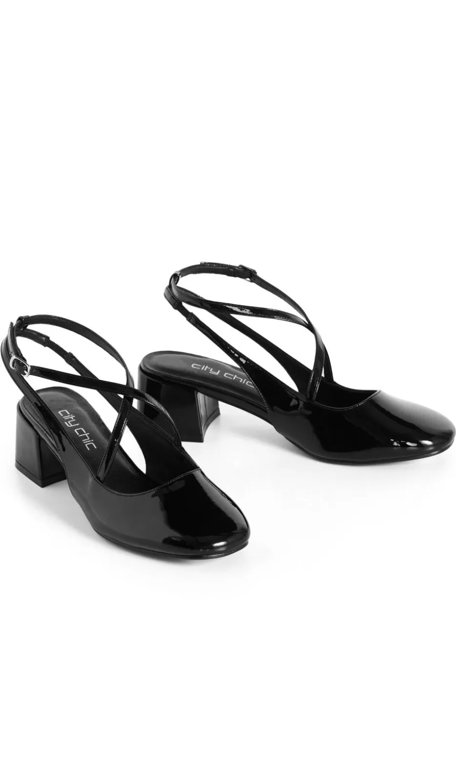 WIDE FIT Luna Cross Strap Heel - black