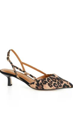 WIDE FIT Mila Leopard Slingback Heel - tan