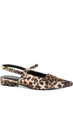 WIDE FIT Paisley Leopard Slingback Flat - stone