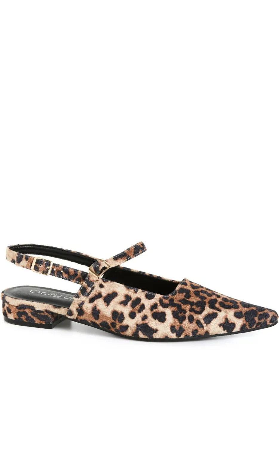 WIDE FIT Paisley Leopard Slingback Flat - stone