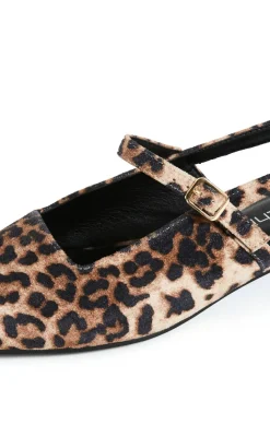 WIDE FIT Paisley Leopard Slingback Flat - stone