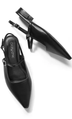 WIDE FIT Paisley Slingback Flat - black
