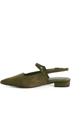 WIDE FIT Paisley Slingback Flat - olive