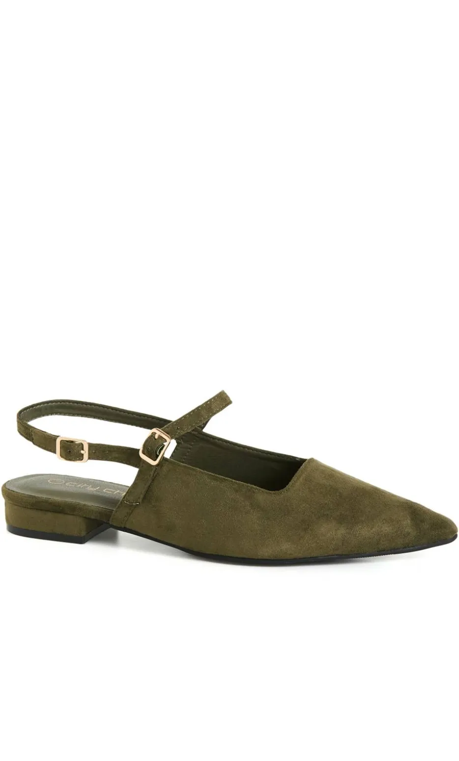 WIDE FIT Paisley Slingback Flat - olive