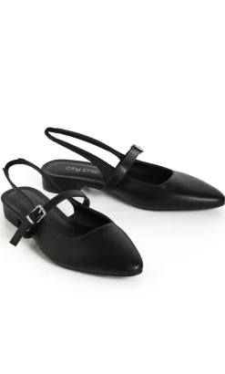 WIDE FIT Peasley Slingback Flat - black matte