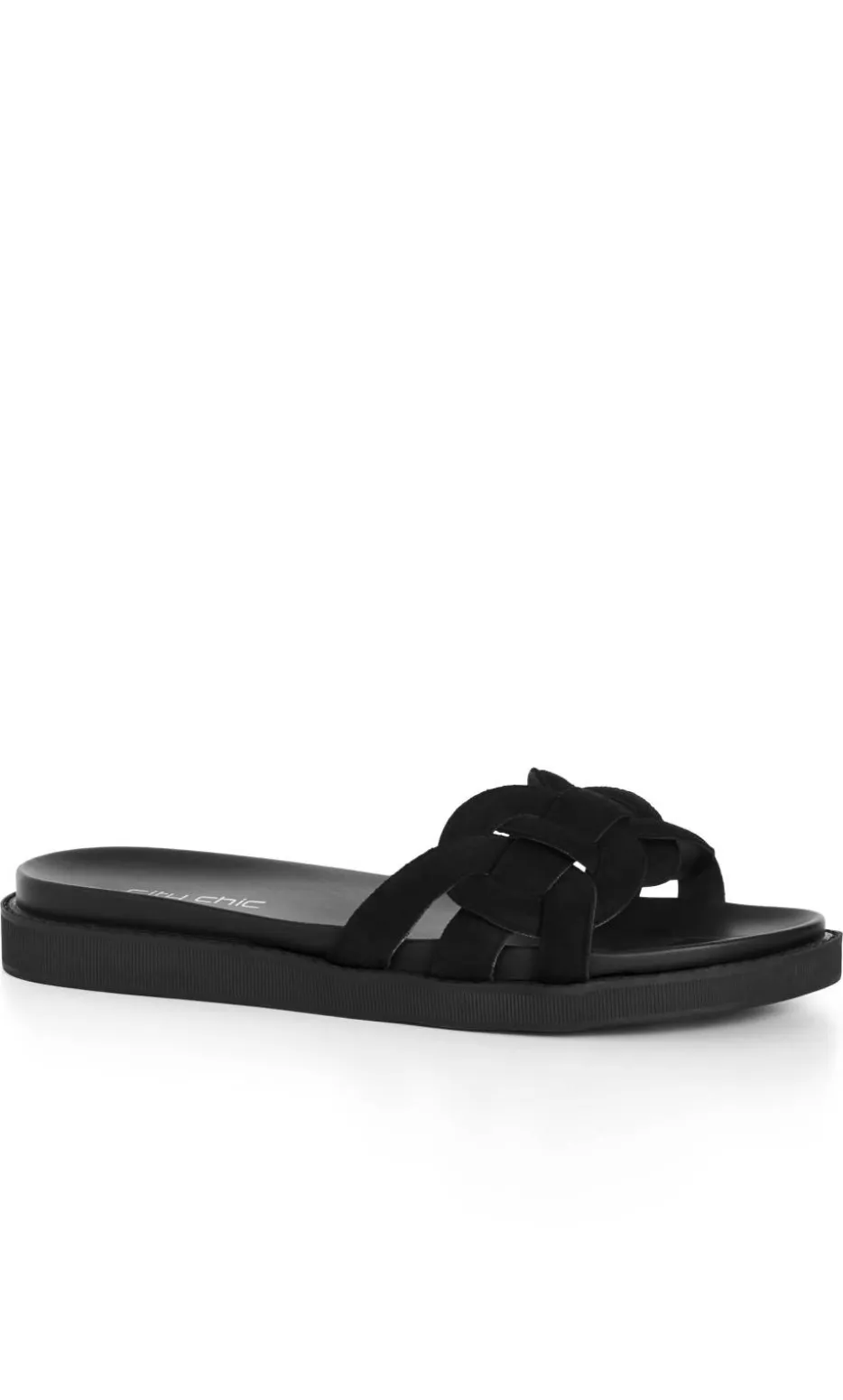 WIDE FIT Star Weave Slide - black