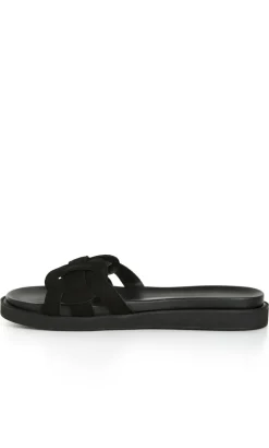 WIDE FIT Star Weave Slide - black