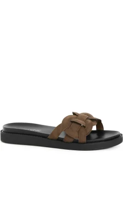 WIDE FIT Star Weave Slide - chocolate