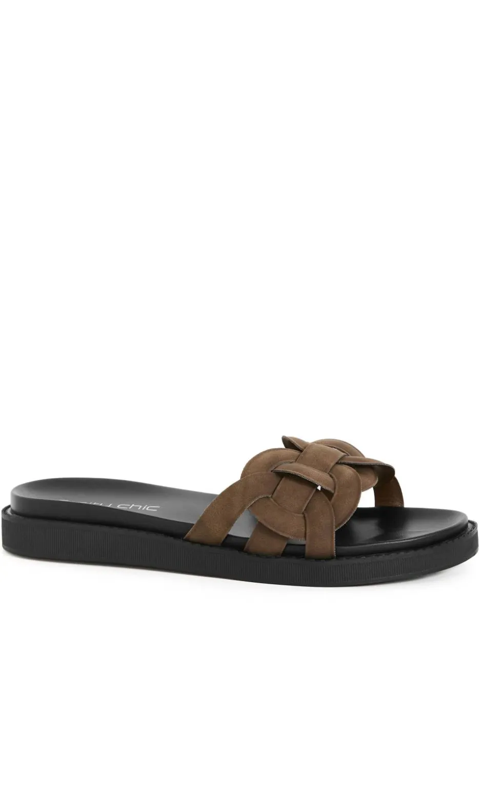 WIDE FIT Star Weave Slide - chocolate