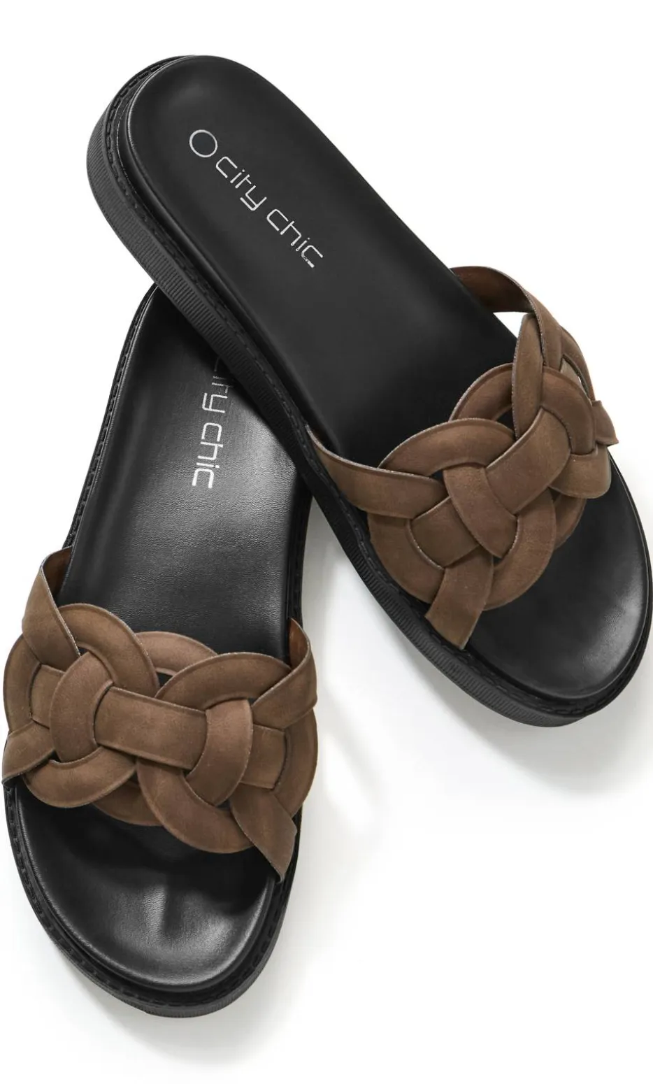 WIDE FIT Star Weave Slide - chocolate