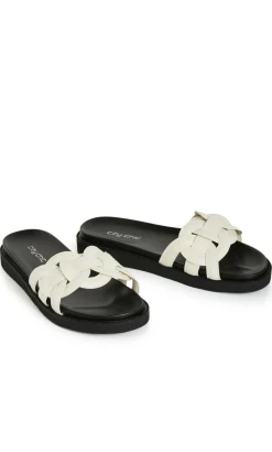 WIDE FIT Star Weave Slide - cream
