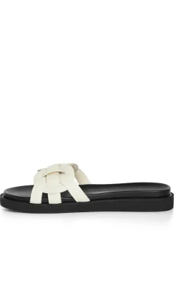 WIDE FIT Star Weave Slide - cream