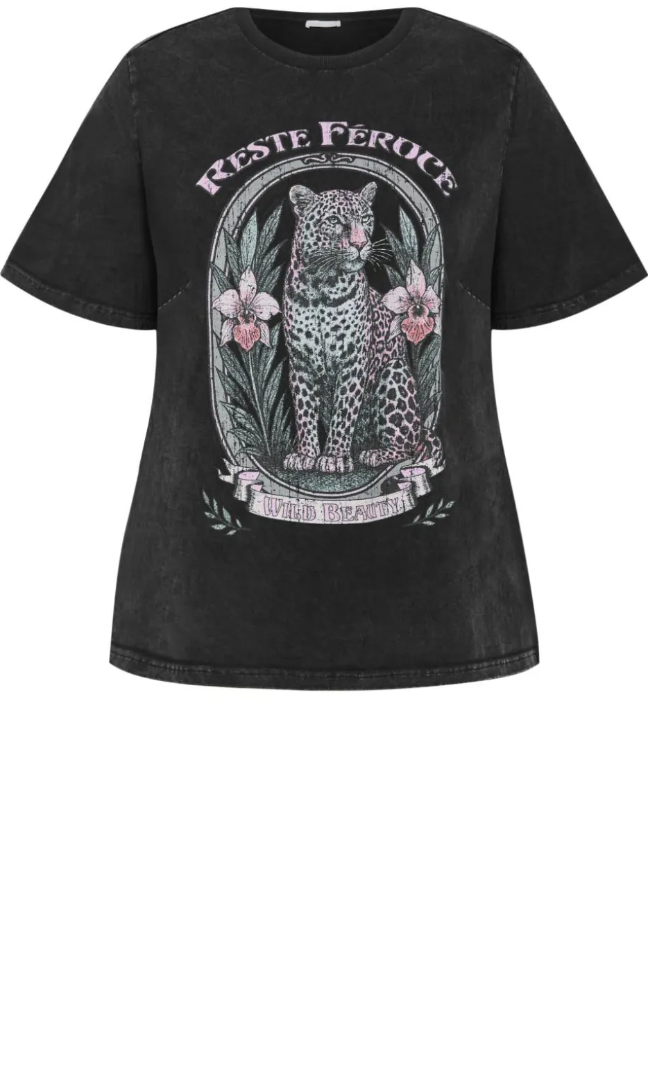 Wild Beauty Tee - black acid wash