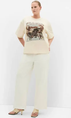 Wild West Oversized Cotton Tee - cream