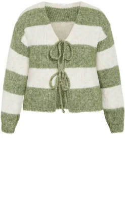 Willow Stripe Tie Cardigan - matcha