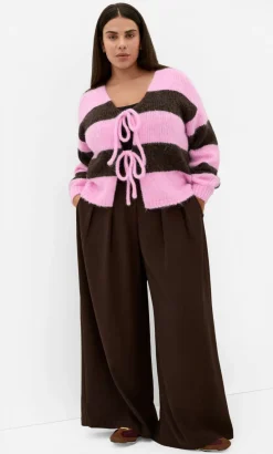 Willow Stripe Tie Cardigan - pink