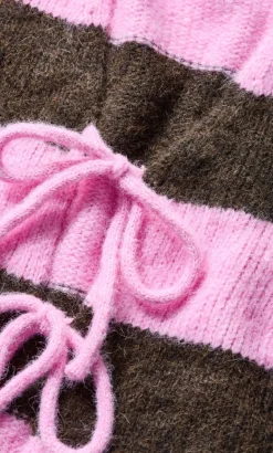 Willow Stripe Tie Cardigan - pink