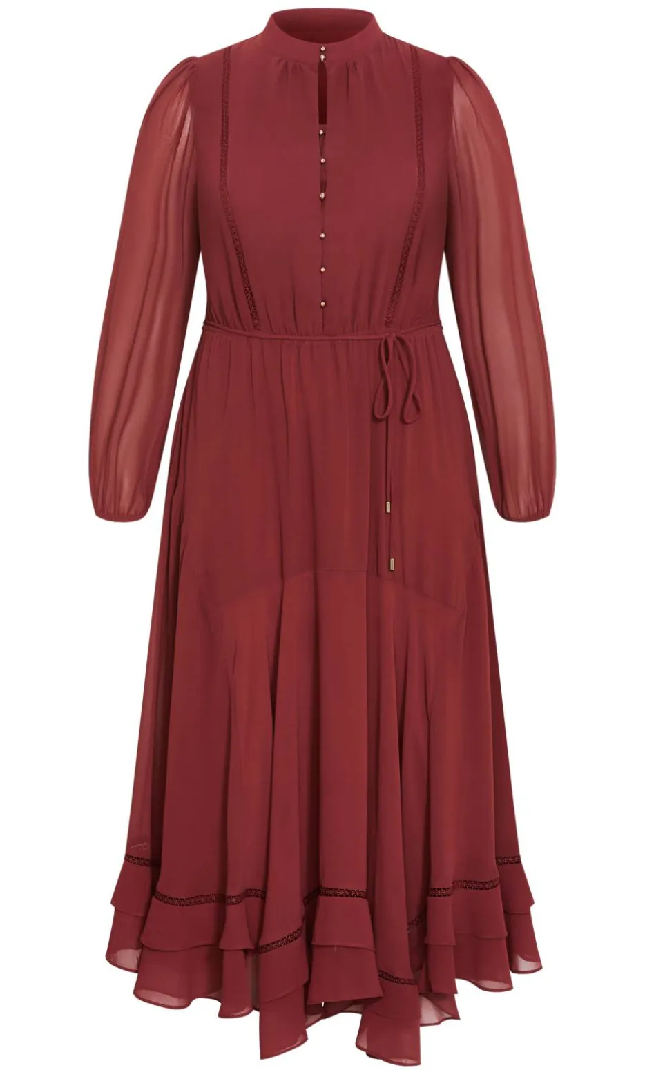 Yasmine Long Sleeve Maxi Dress - burnt sienna