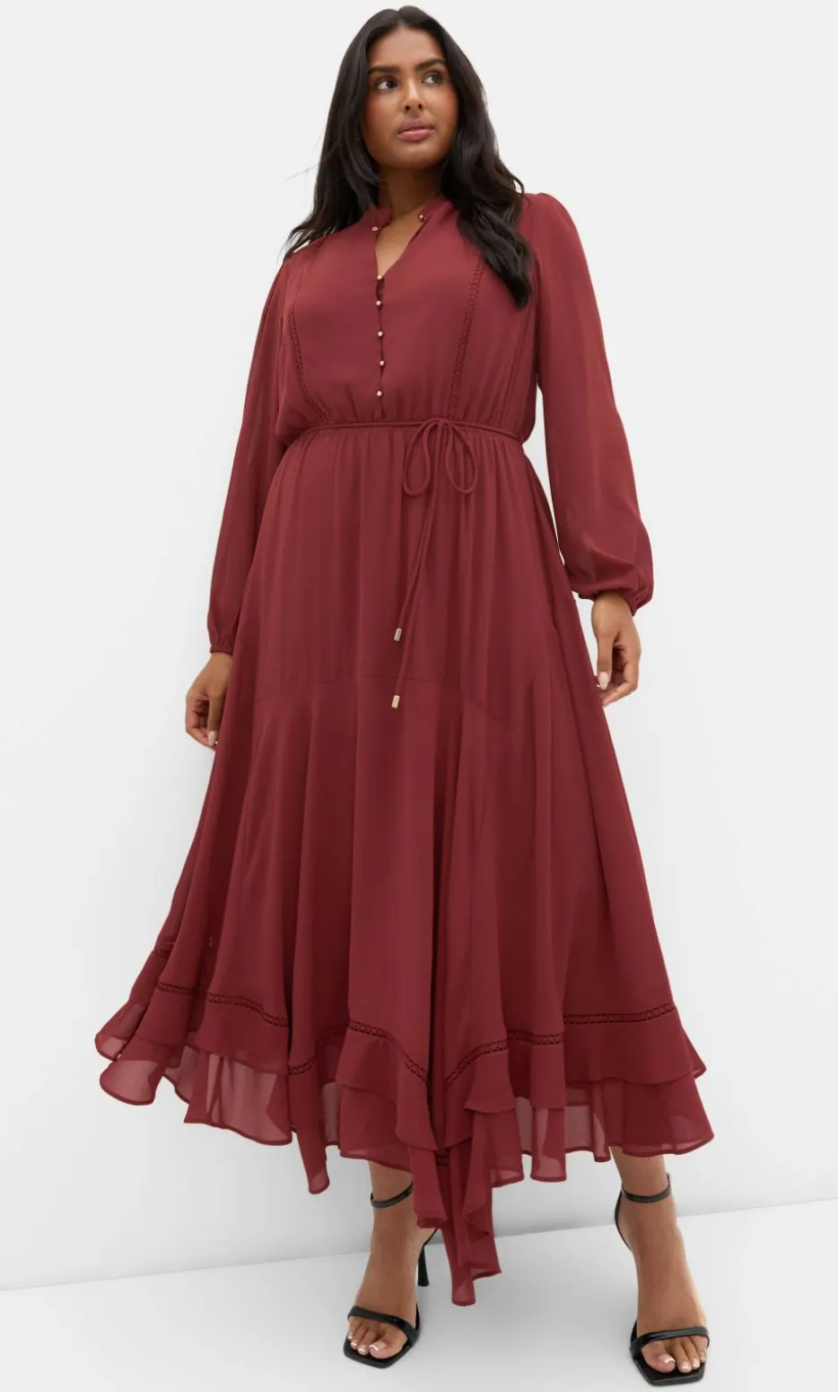 Yasmine Long Sleeve Maxi Dress - burnt sienna
