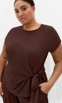 Zoie Side Tie Top - chocolate
